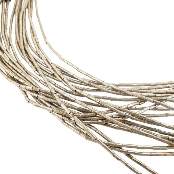 Vintage Santo Domingo Turquoise Sterling Silver Heishi Necklace 10-Strand - Picture 7 of 10